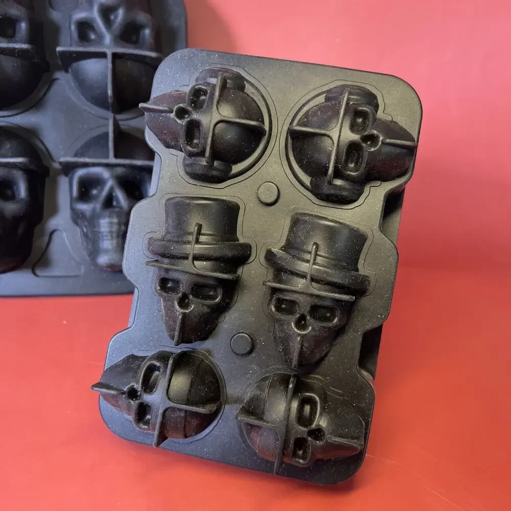 Skull Silicone Ice Molds • Med/Lrg Cavities • Food‑Grade • Set of 2